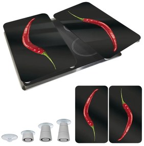 Edzett üveg tűzhely fedőlap szett 2 db-os 30x52 cm Peperoni – Wenko