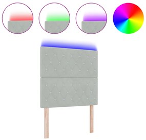 LED fejtámla világosszürke 100 cm bársony