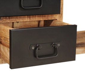 Tároló pad vászonnal 80x35x40 cm Tömör durva mangófából