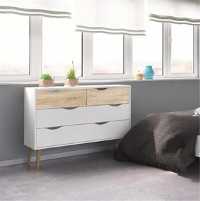 Fehér komód OSLO 75395 4 fiókkal