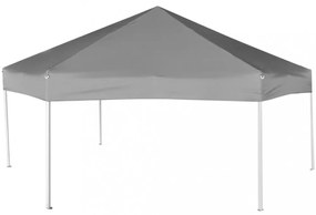 szürke hatszögletű felugró pavilon 6 oldalfallal 3,6 x 3,1 m