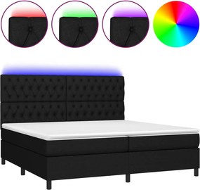 vidaXL fekete szövet rugós és LED-es ágy matraccal 200x200 cm