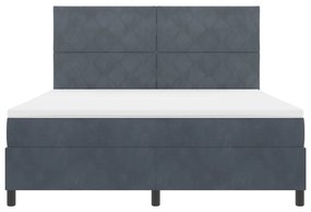 Boxspring Ágy Matraccal Sötétszürke Szuper Király Bársony