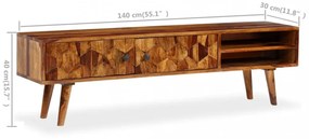 tömör akácfából TV-szekrény 140 x 30 x 40 cm