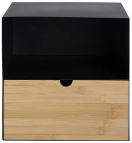 Fekete/bambusz BEKIM éjjeli szekrény, falra szerelhető opciónál