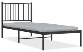 fekete fém ágykeret fejtámlával 80 x 200 cm