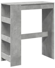 betonszürke szerelt fa tárolórekeszes bárasztal 90x40x103,5 cm