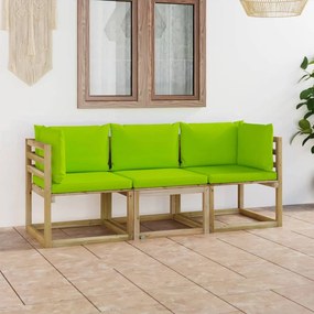 vidaXL háromszemélyes kerti kanapé élénkzöld párnákkal
