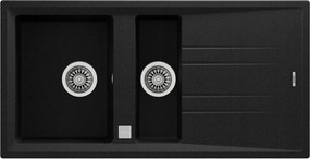 Másfélmedencés mosogató Teka Stone 60 B-tg ónix