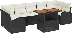 vidaXL Kerti Kanapé Szett tárolóval 8 pcs Fekete Poli rattan