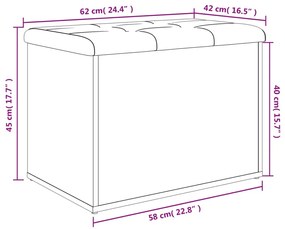 füstös tölgy színű szerelt fa tárolópad 62 x 42 x 45 cm