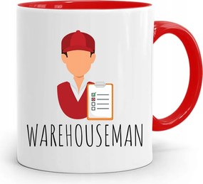 Piros Bögre Warehouseman Raktárosnak, fényképes nyomattal
