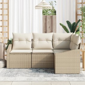 4 részes kültéri étkezősorozat párnákkal Bézs Poly Rattan