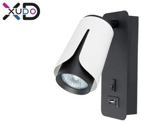 MasterLED Bud G10-es foglalatú + LED-es fekete-fehér fali lámpa, USB csatlakozóval