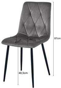 Világosszürke étkezőszék LIBRA fekete lábakkal