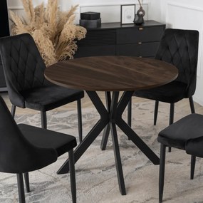 Kerek Étkezőasztal Dió/Fekete Színben LAUREN 90 cm