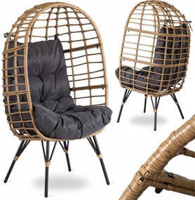 Kerti pihenőszék Rattan báb teraszra Madison szürke