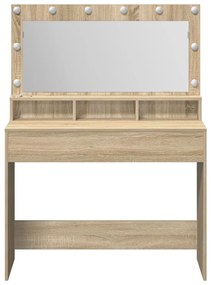 LED-es lámpás öltözködőasztal Sonoma tölgy 100x41x135 cm