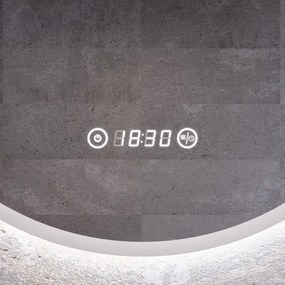 Kerek Led tükör Ø60cm Welland Alpha | Páramentesítő - Óra - Fényerő + színhőfok állítás