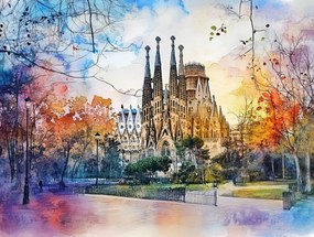 Canvas Város Barcelona Székesegyház Sagrada Familia 80x60