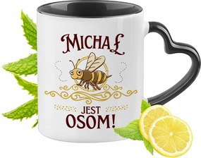 Mihálynak Fekete Bögre Szív Alakú Füllel Ajándék Nyomtatott