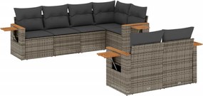vidaXL 7 részes szürke polyrattan kerti ülőgarnitúra párnákkal