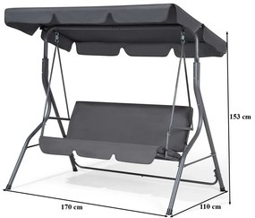 Zorita Kerti hintaágy szürke 170 cm