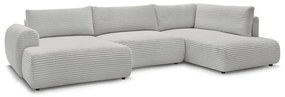 Világosszürke kordbársony kinyitható sarokkanapé (bal oldali-U alakú) Lucien – Bobochic Paris