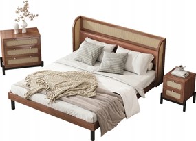 Franciaágy rattan Franciaágy 160x200+éjjeliszekrény+komód+matrac