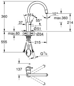 GROHE 32663003 - CONCETTO 360 mm-es mosogatócsaptelep, fényes króm