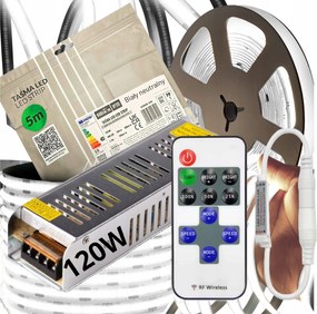 Led szalag szett Neon Cob 12V 10m 4000K Fehér Semleges Tápegység Távirányító Rf