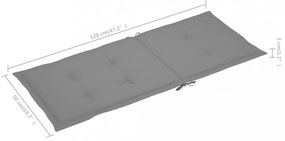 4 db szürke szövet kerti magas háttámlájú székpárna 120x50x3 cm