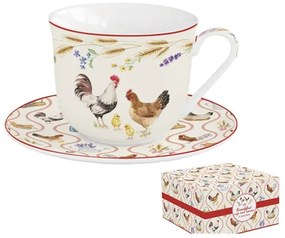 R2S.1182CLIF Porcelán reggelizőcsésze+alj 370ml dobozban, Country Life