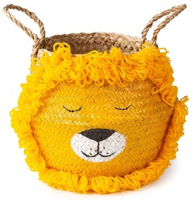 Sárga-natúr színű tengerifű játéktároló kosár ø 30x28 cm Lion – Compactor