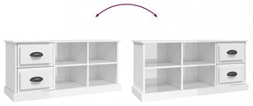 magasfényű fehér szerelt fa TV-szekrény 102 x 35,5 x 47,5 cm