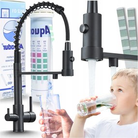 Konyhai Csaptelep Háromutas flexibilis kifolyócső Konyhai csaptelep szűrő Fekete Matt