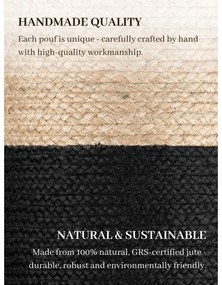 Fekete-natúr színű puff Juta Gold Black – Hanse Home