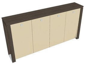 Verno+ közepes gardrób 260 x 46 x 130 cm, üvegajtó, antracit tölgy / vanília