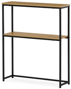 Konzolasztal polccal, 70x20x82 cm, teak tölgy dekor