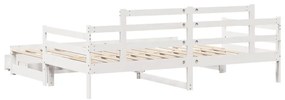 fehér kihúzható heverő fiókokkal matrac nélkül 90 x 190 cm