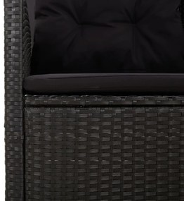 fekete polyrattan dönthető sarokkanapé párnával