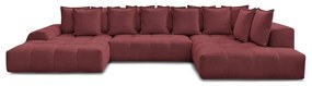 Borvörös zsenília kinyitható-tárolóhelyes sarokkanapé (jobb oldali-U alakú) Everest – Bobochic Paris