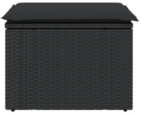 fekete polyrattan kerti szék párnával 55 x 55 x 37 cm