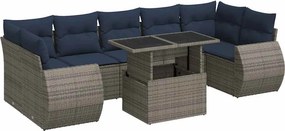 vidaXL 8 részes szürke polyrattan akácfa kerti ülőgarnitúra párnákkal