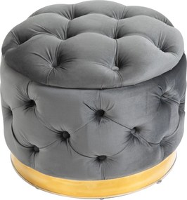 HOMCOM Vintage Puff, Tárolós Puff Padlófokként és Lábpihentőként, Kárpitozott Puff, Fém, Hab, Sötétszürke, 55 x 55 x 42 cm | Aosom