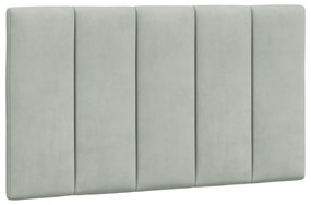 világosszürke bársony ágykeret LED-ekkel matrac nélkül Hanko 90 x 200 cm