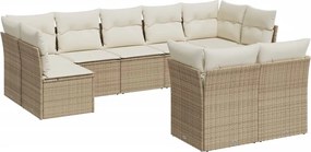 vidaXL 9 részes bézs polyrattan kerti ülőgarnitúra párnákkal