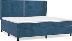 vidaXL sötétkék bársony rugós ágy matraccal 200x200 cm