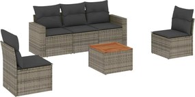 vidaXL 6 részes szürke polyrattan kerti ülőgarnitúra párnákkal