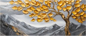 Kép – Fa arany levelekkel (120x50 cm)